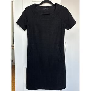 BRASS Clothing Women's Dress The A Line Black Short Sleeve Ponte Knit Pockets XS